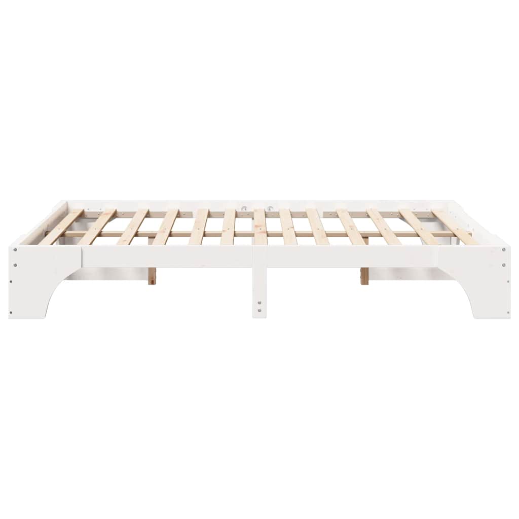 Bed Frame White 160 x 200 cm Solid Pine Wood