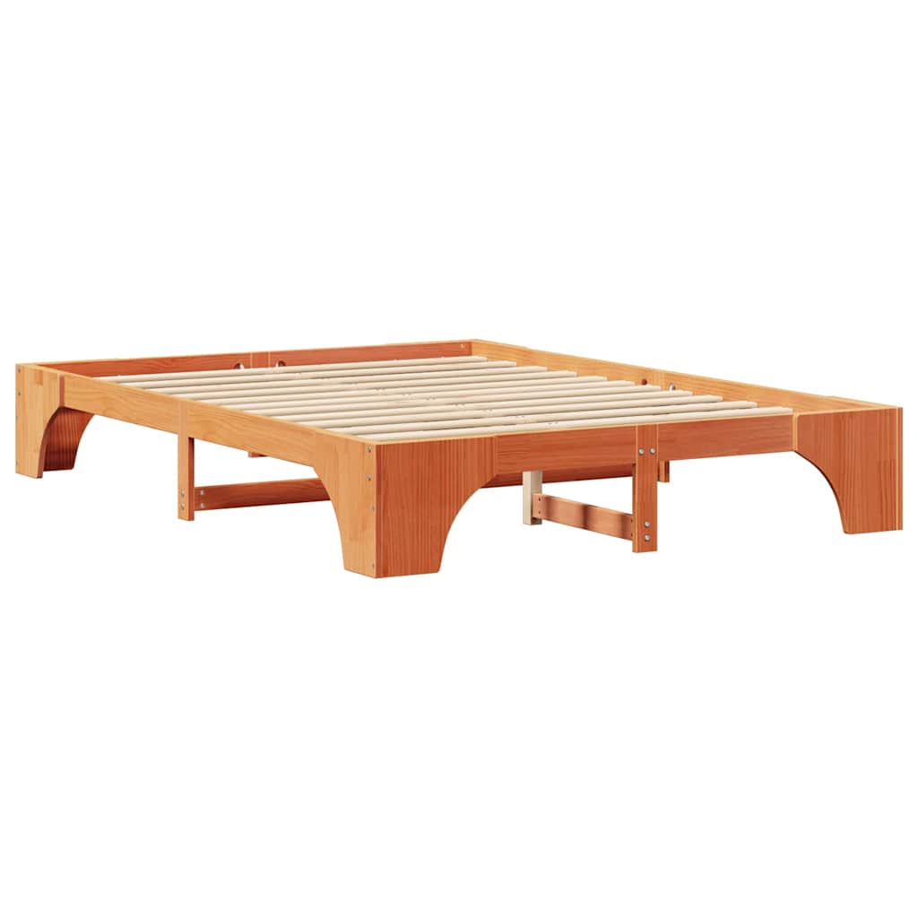 Bed Frame Wax Brown 160 x 200 cm Solid Pine Wood