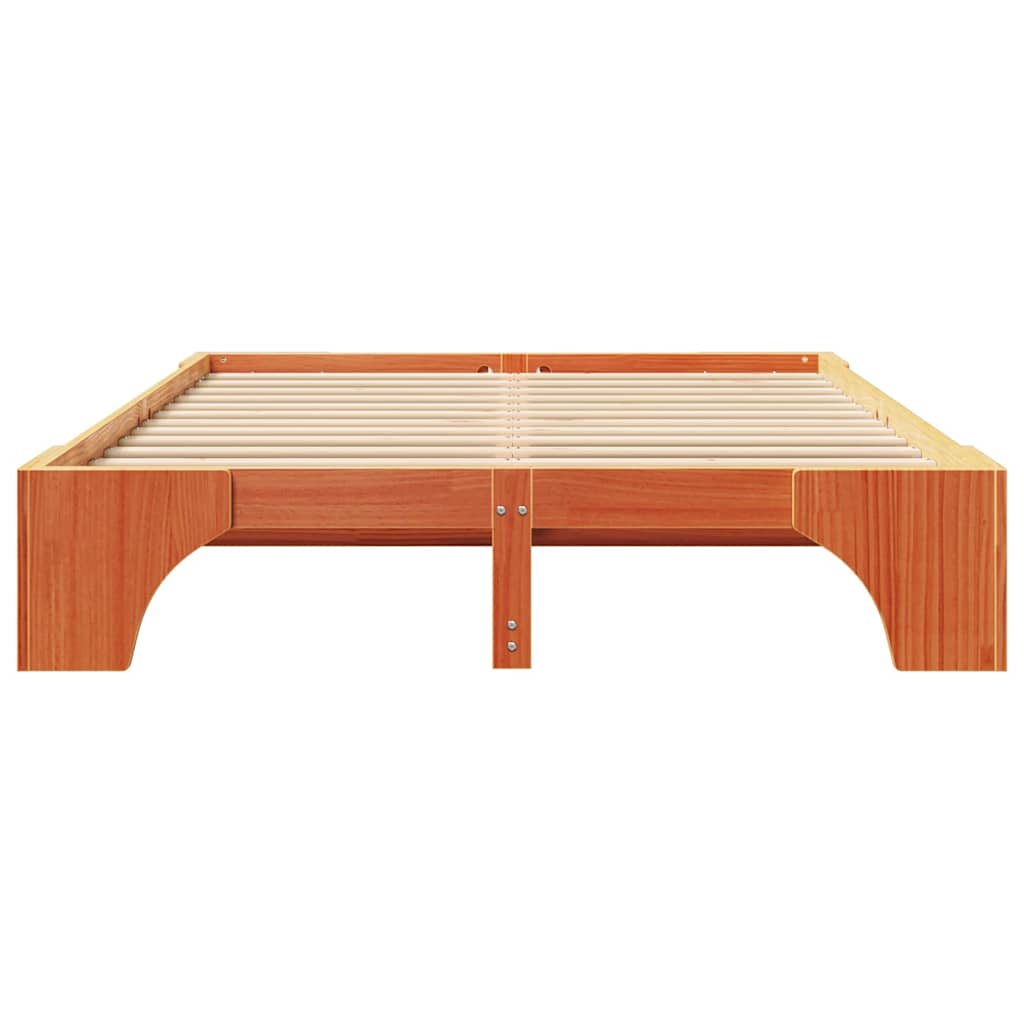 Bed Frame Wax Brown 160 x 200 cm Solid Pine Wood