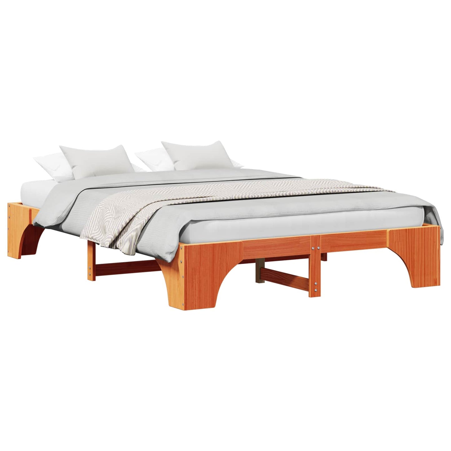 Bed Frame Wax Brown 150 x 200 cm Solid Pine Wood