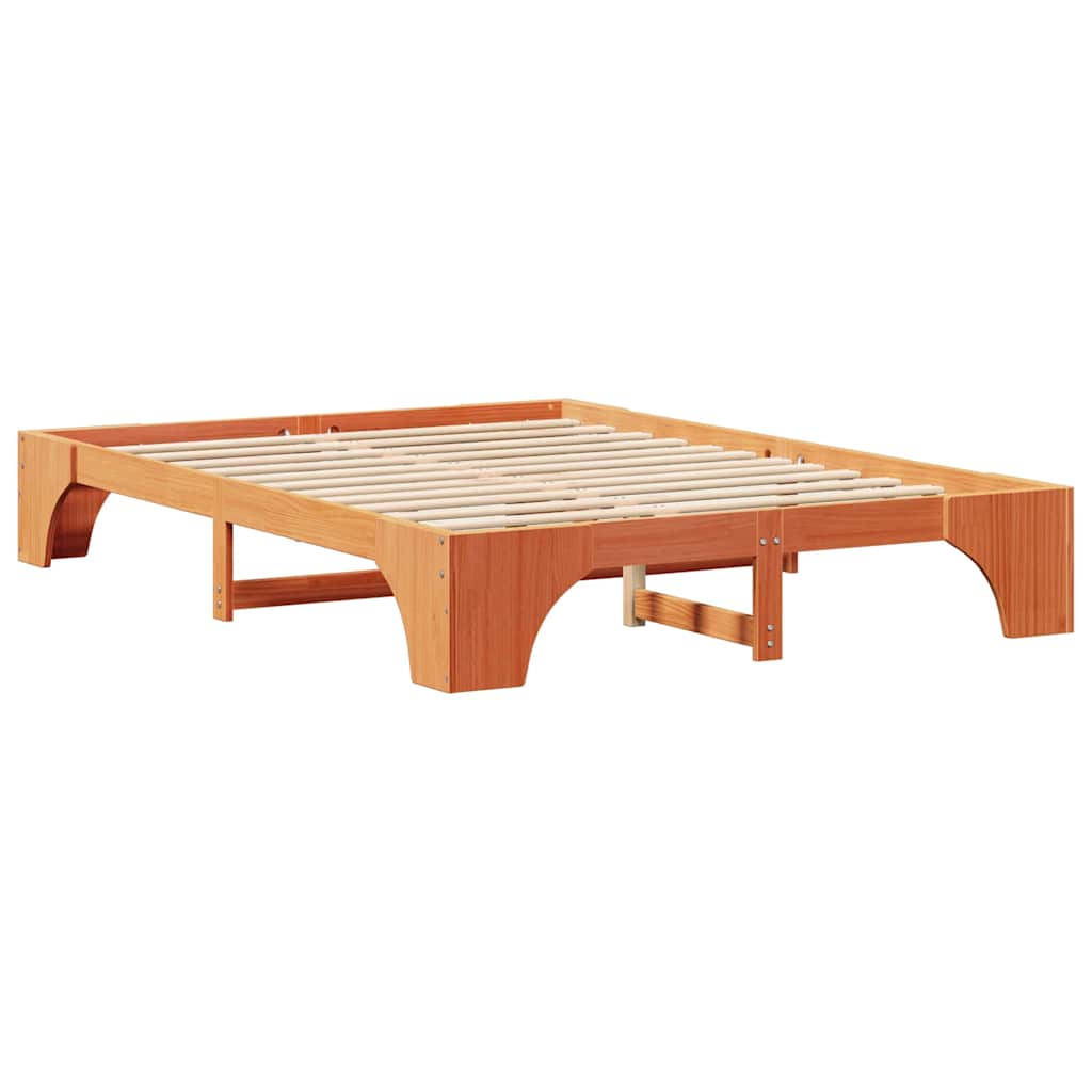 Bed Frame Wax Brown 150 x 200 cm Solid Pine Wood