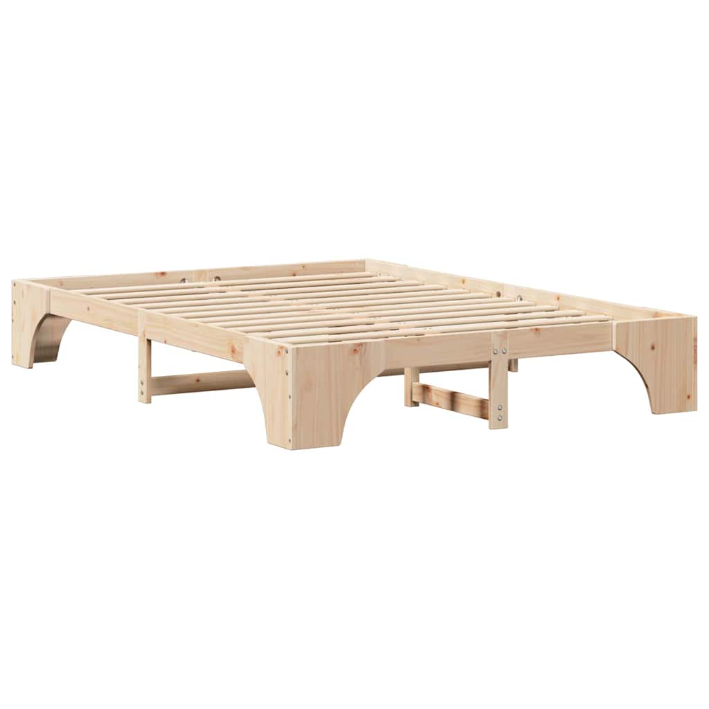 Bed Frame Natural 140 x 200 cm Solid Pine Wood