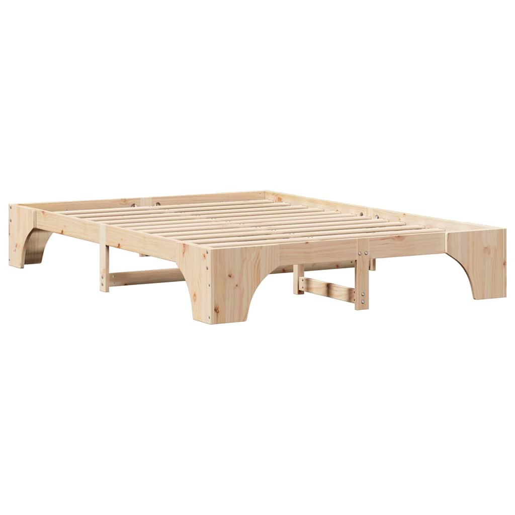 Bed Frame Natural 140 x 200 cm Solid Pine Wood