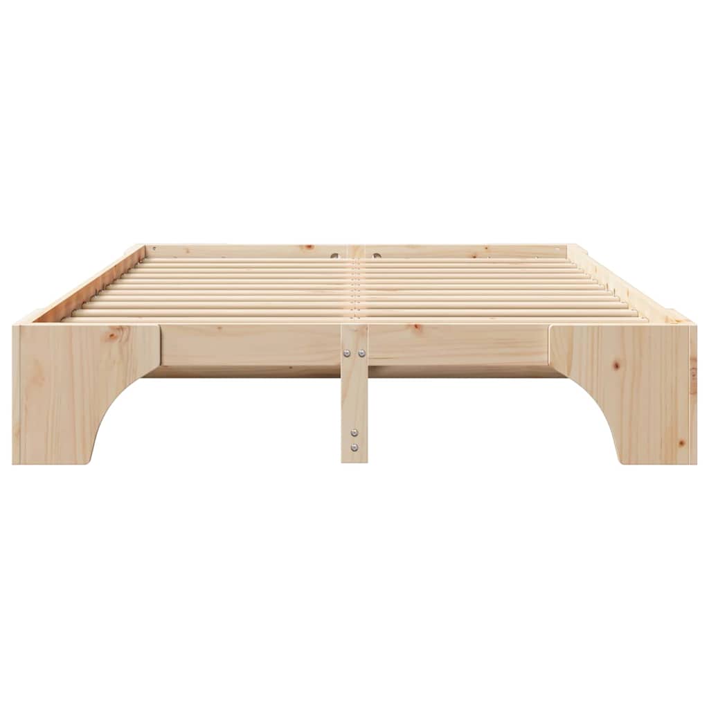 Bed Frame Natural 140 x 200 cm Solid Pine Wood