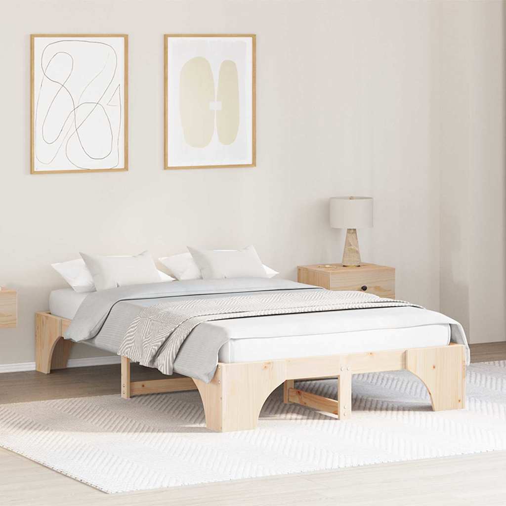 Bed Frame Natural 120 x 200 cm Solid Pine Wood