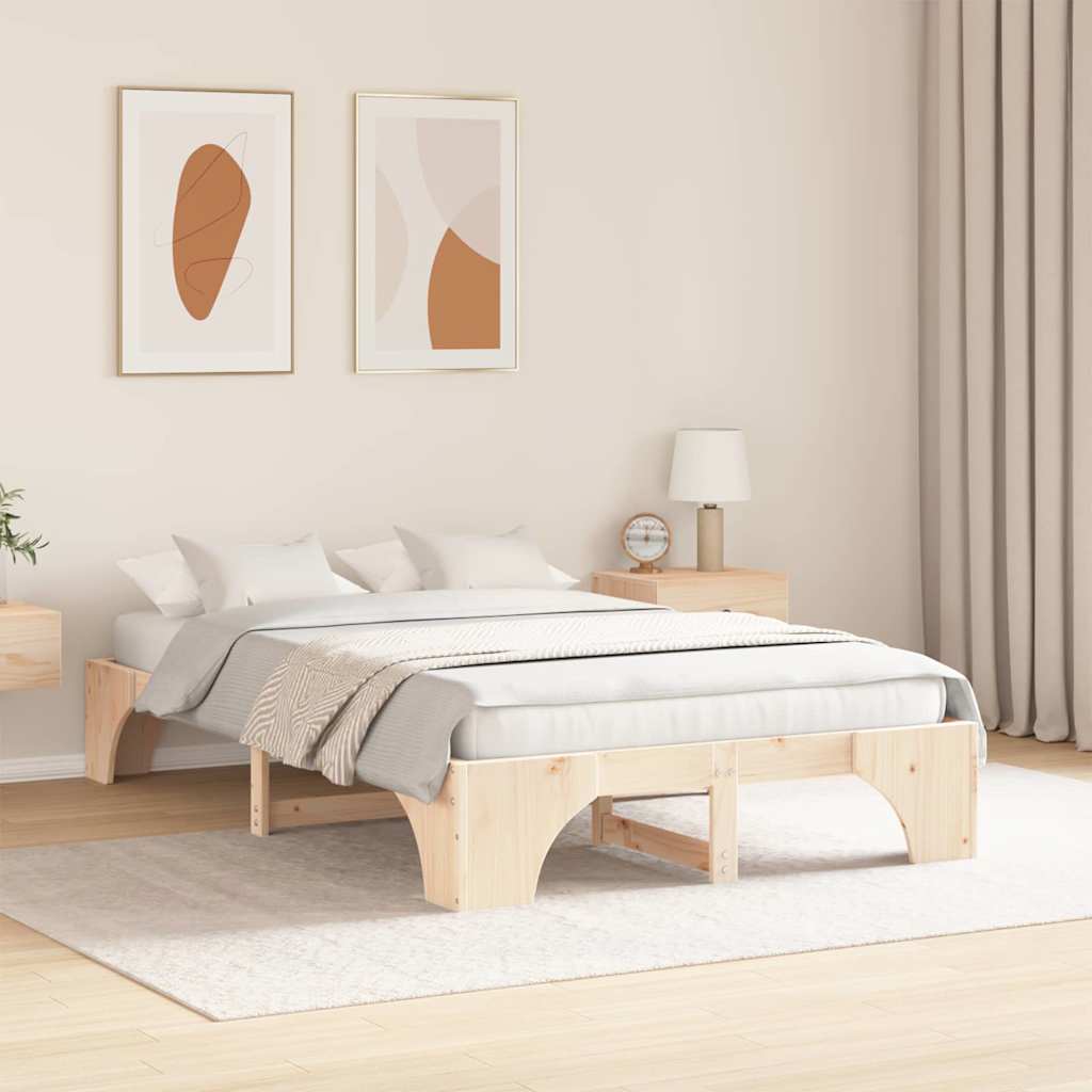 Bed Frame Natural 120 x 200 cm Solid Pine Wood