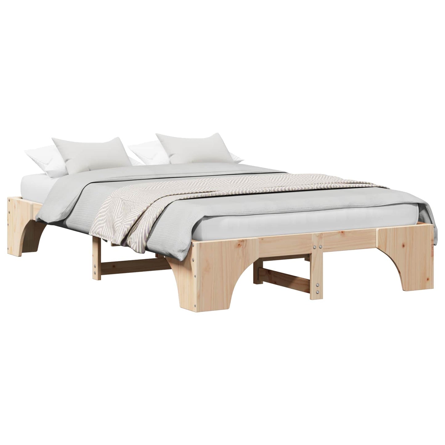 Bed Frame Natural 120 x 200 cm Solid Pine Wood