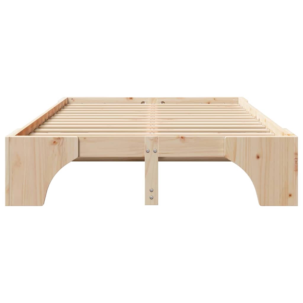 Bed Frame Natural 120 x 200 cm Solid Pine Wood