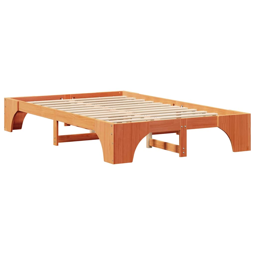 Bed Frame Wax Brown 120 x 200 cm Solid Pine Wood