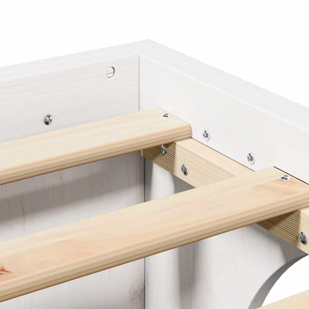 Bed Frame White 140 x 190 cm Solid Pine Wood