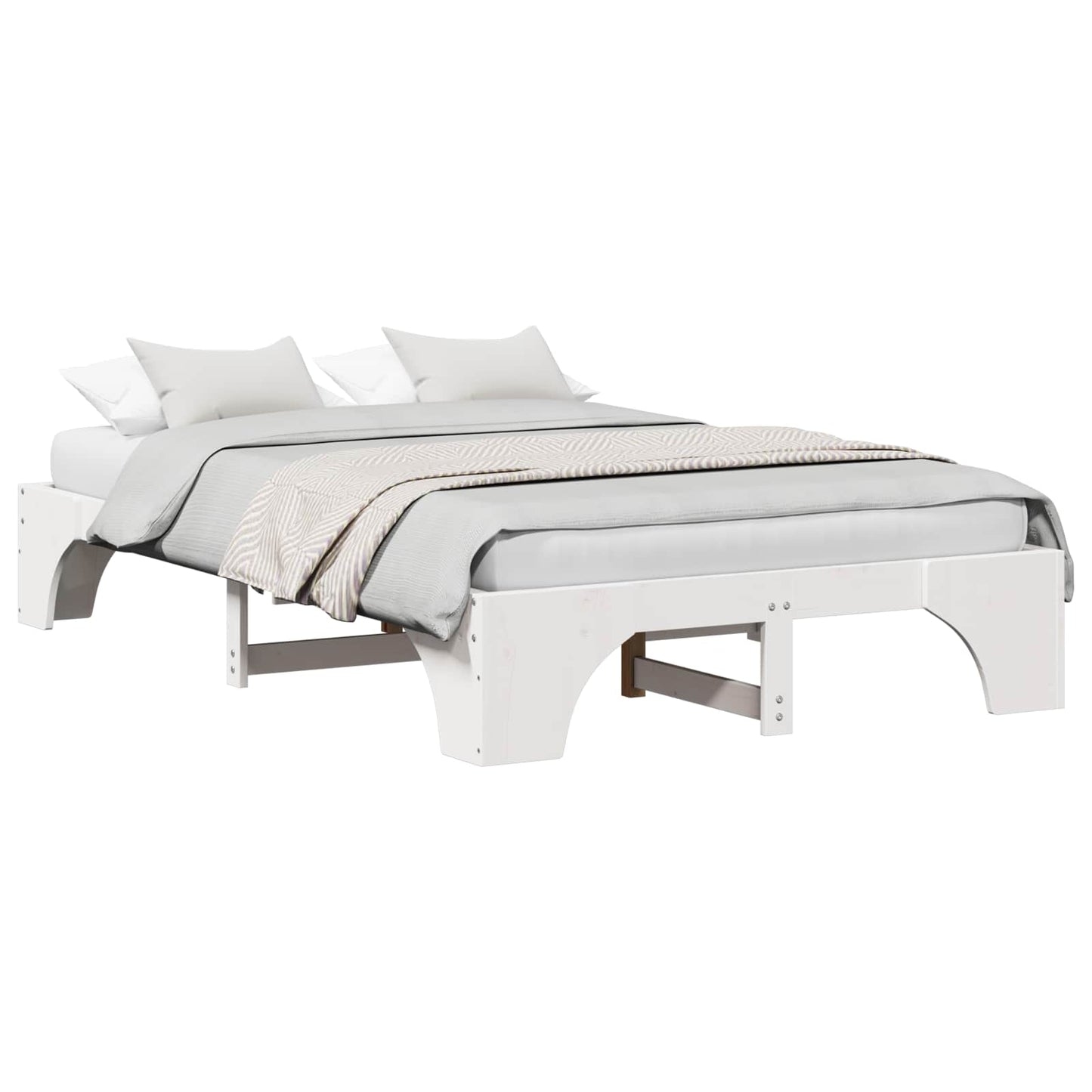 Bed Frame White 140 x 190 cm Solid Pine Wood