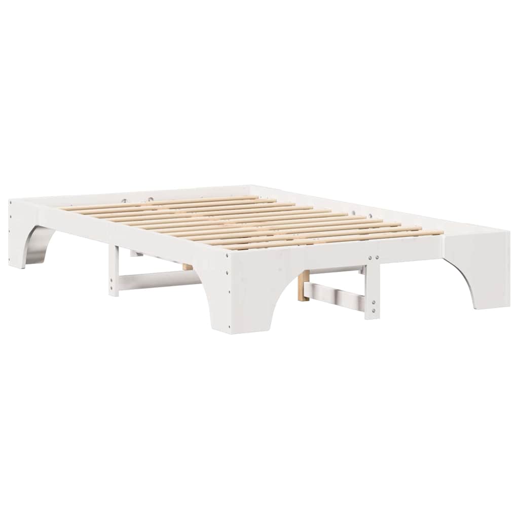 Bed Frame White 140 x 190 cm Solid Pine Wood
