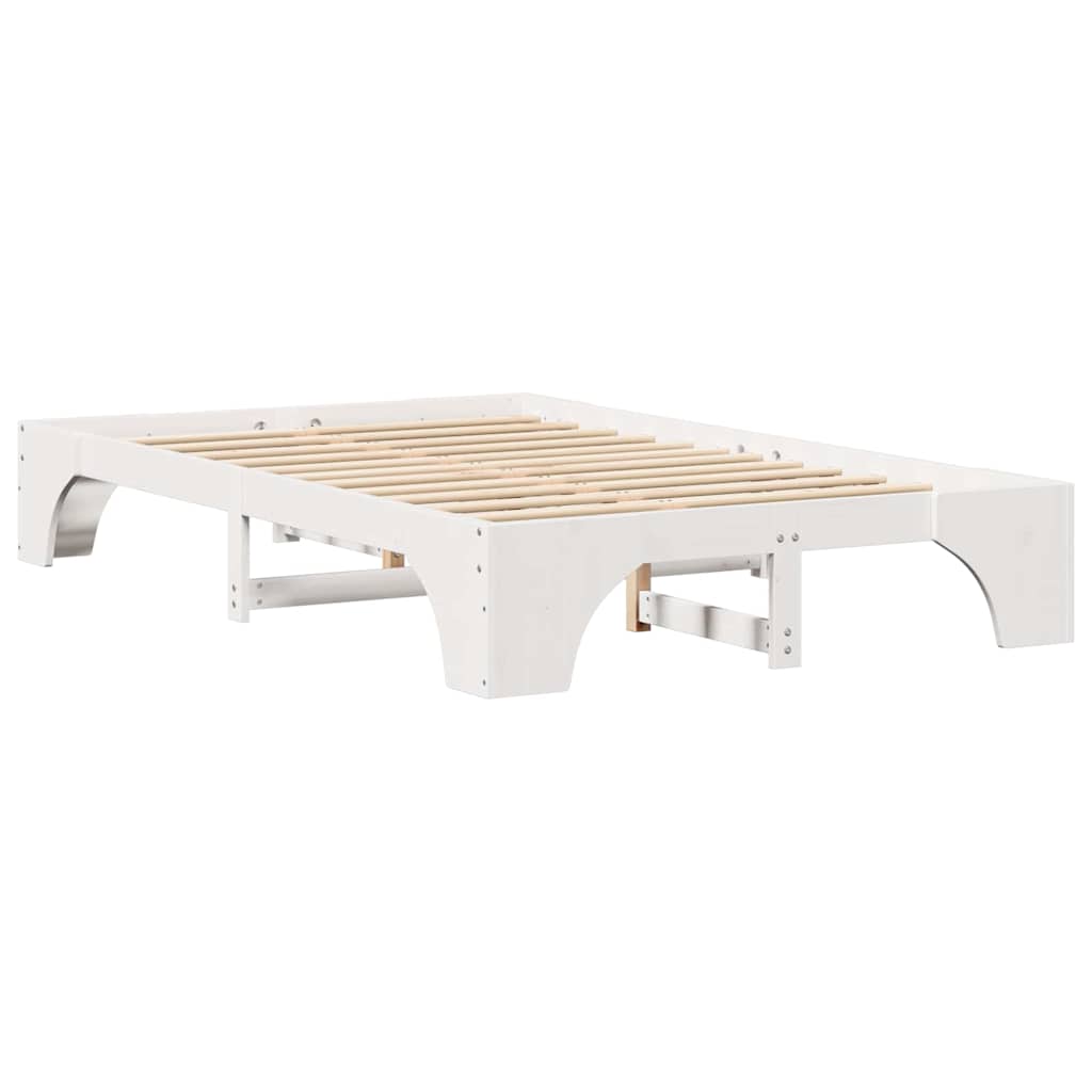 Bed Frame White 140 x 190 cm Solid Pine Wood