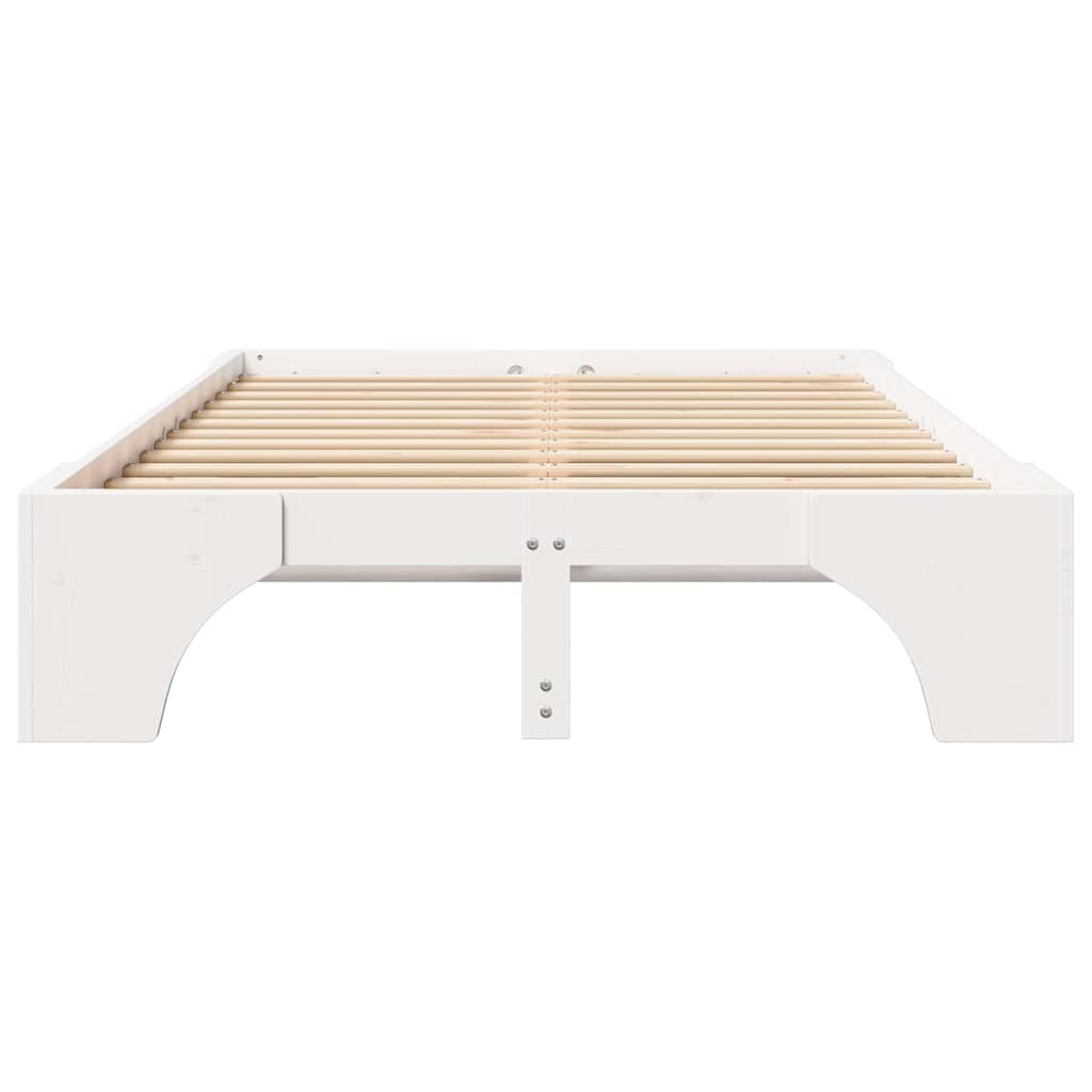 Bed Frame White 140 x 190 cm Solid Pine Wood
