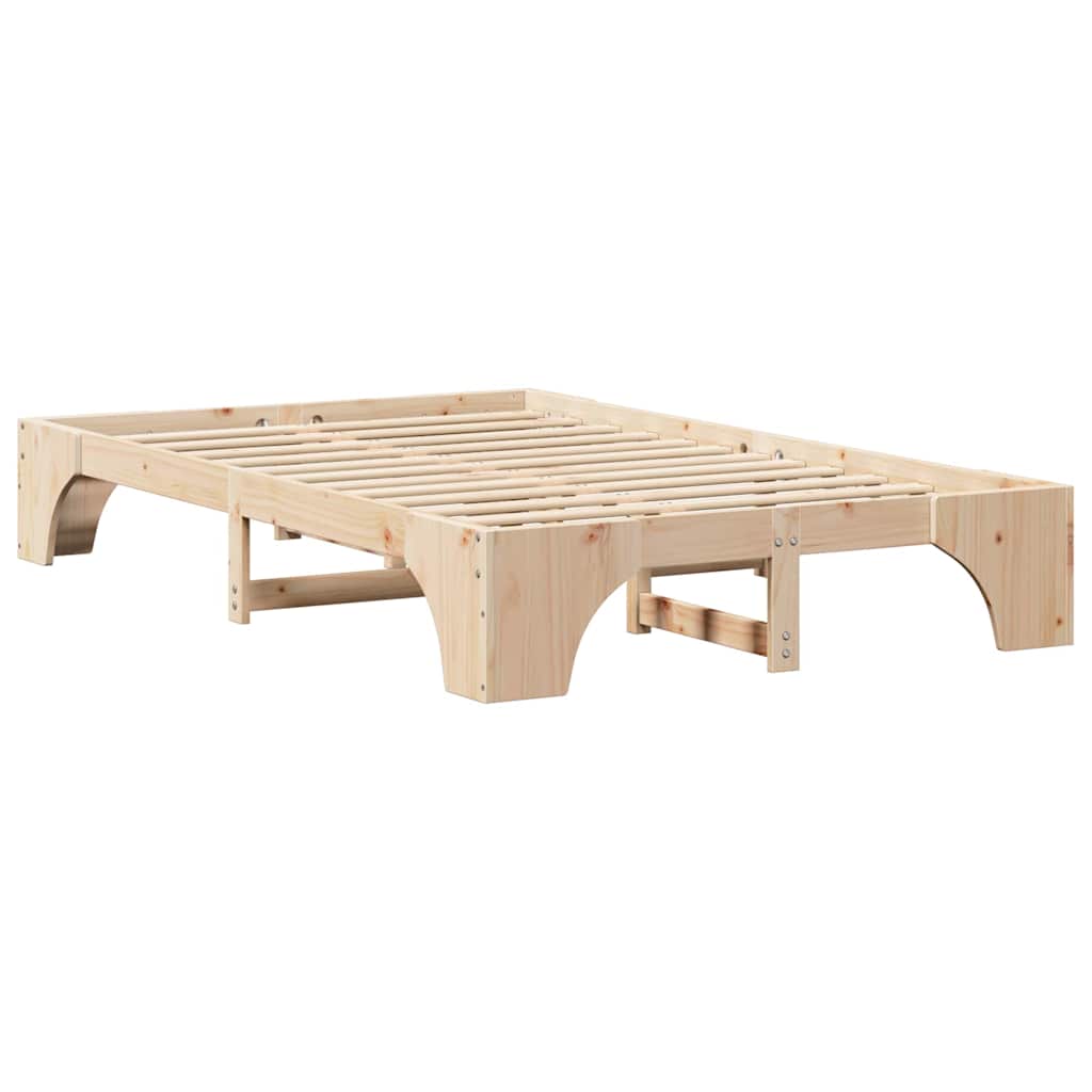 Bed Frame Natural 135 x 190 cm Solid Pine Wood