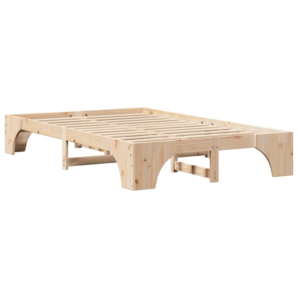 Bed Frame Natural 135 x 190 cm Solid Pine Wood