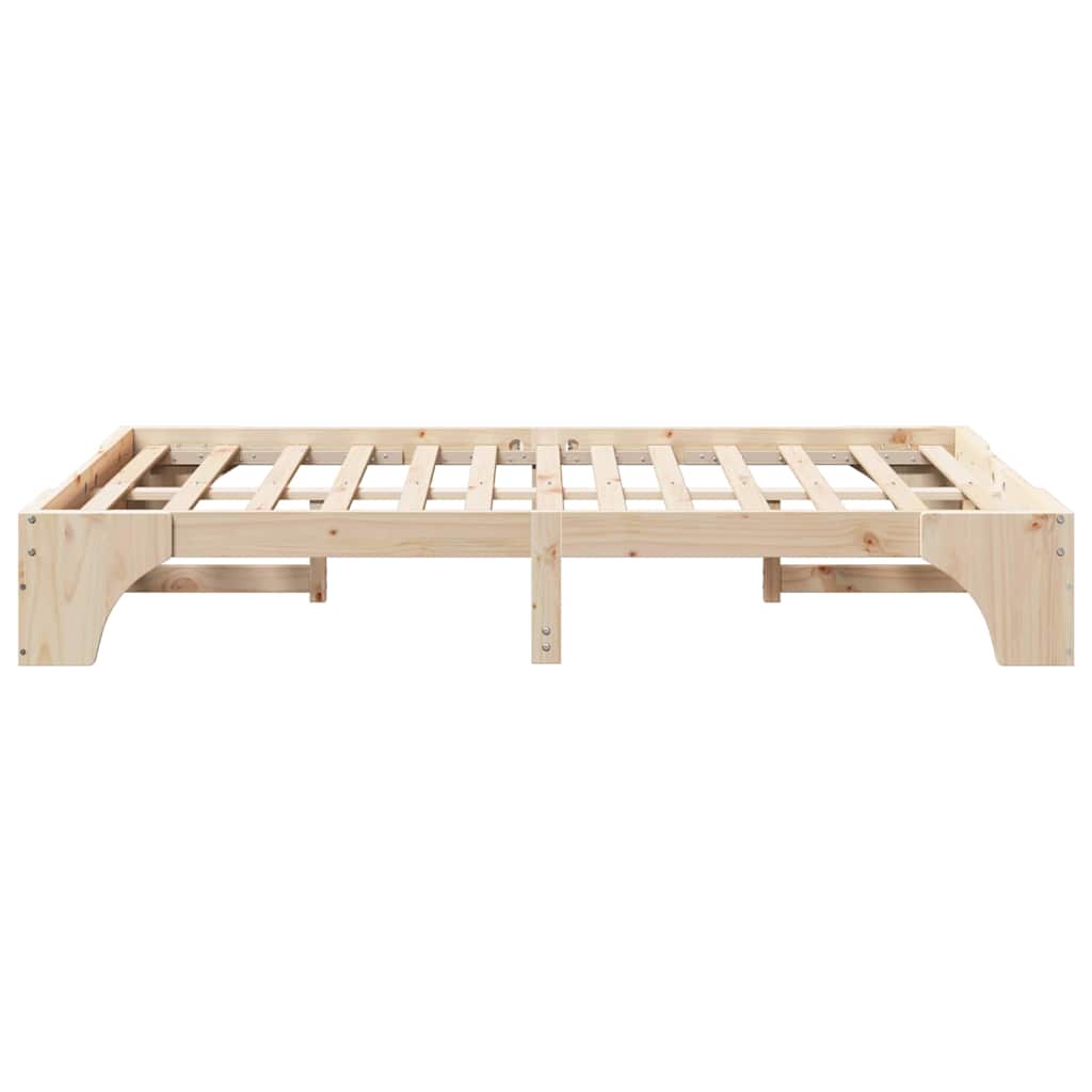 Bed Frame Natural 135 x 190 cm Solid Pine Wood