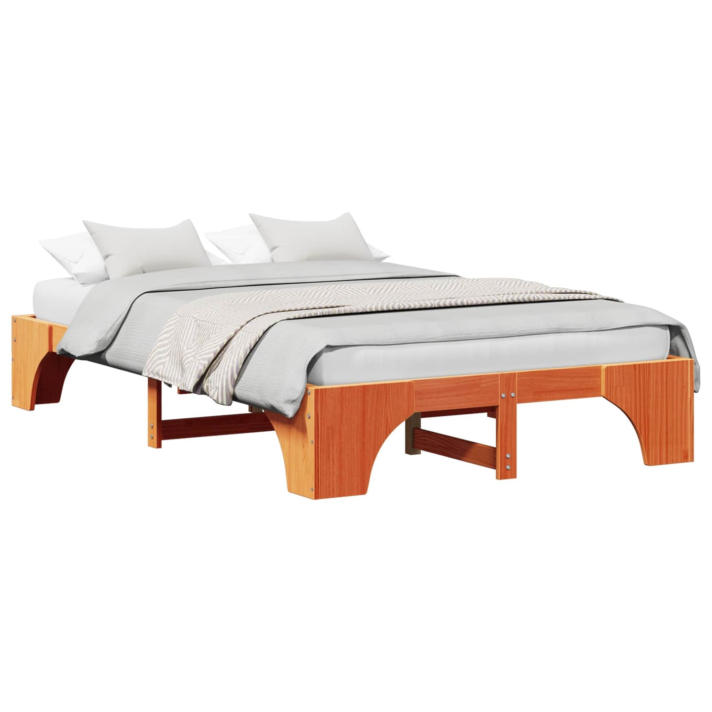 Bed Frame Wax Brown 120 x 190 cm Solid Pine Wood
