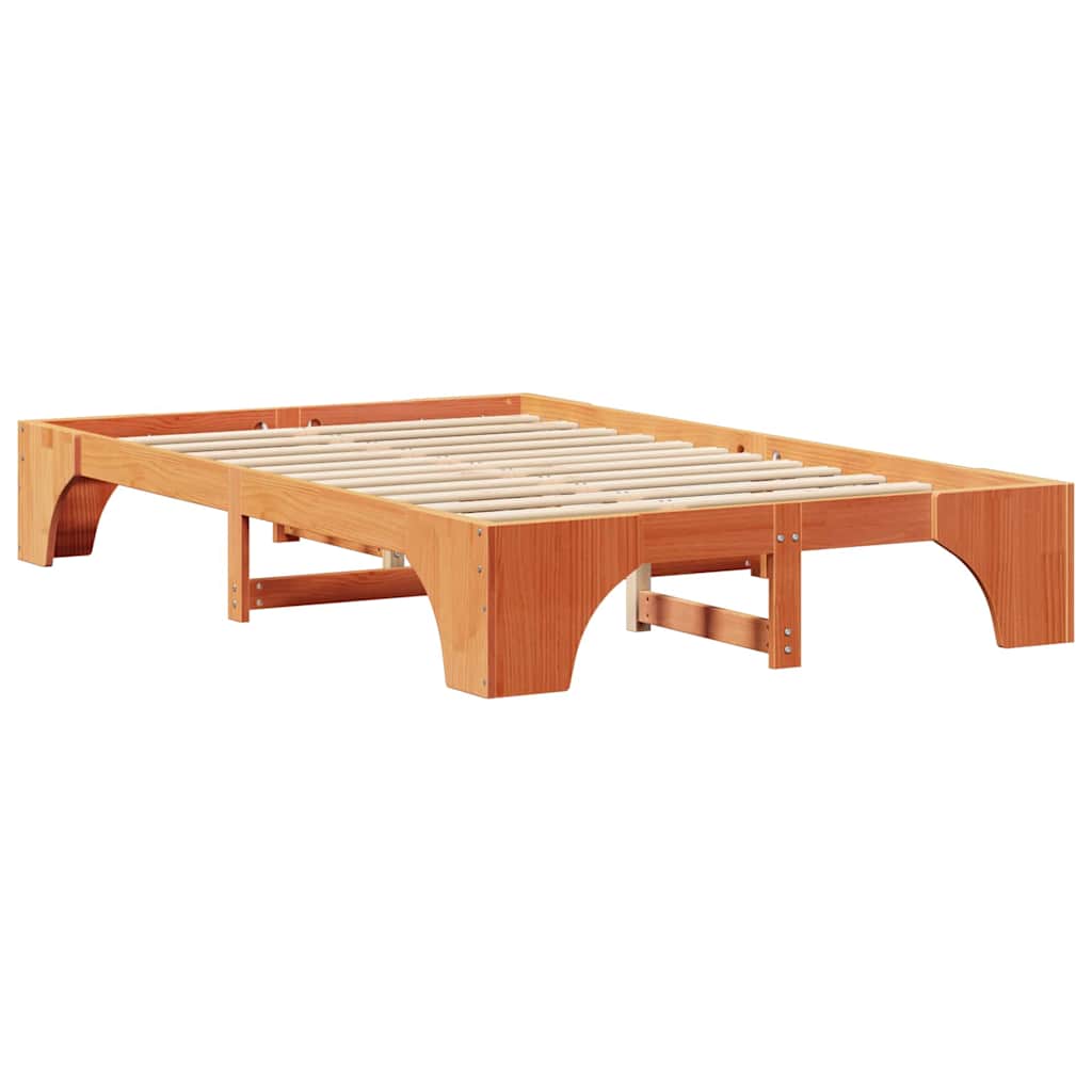 Bed Frame Wax Brown 120 x 190 cm Solid Pine Wood