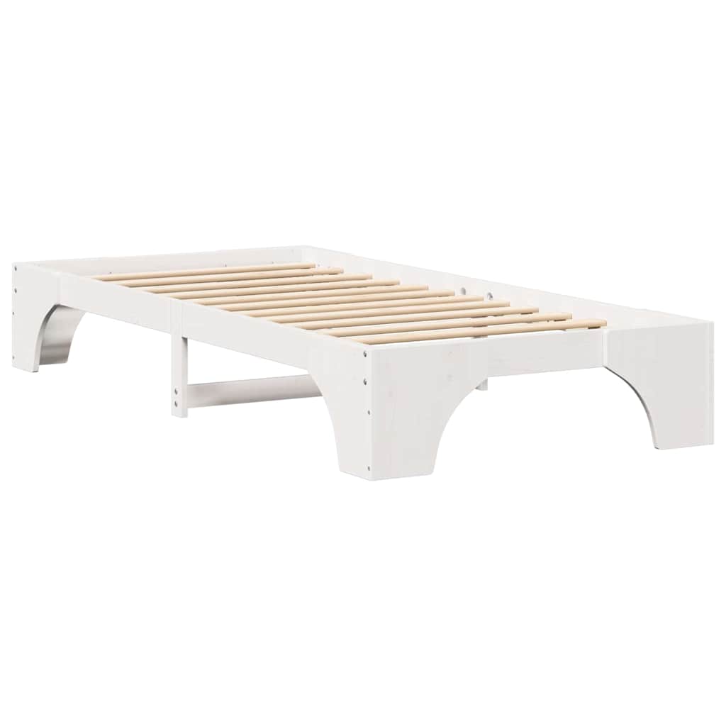 Bed Frame White 100 x 200 cm Solid Pine Wood