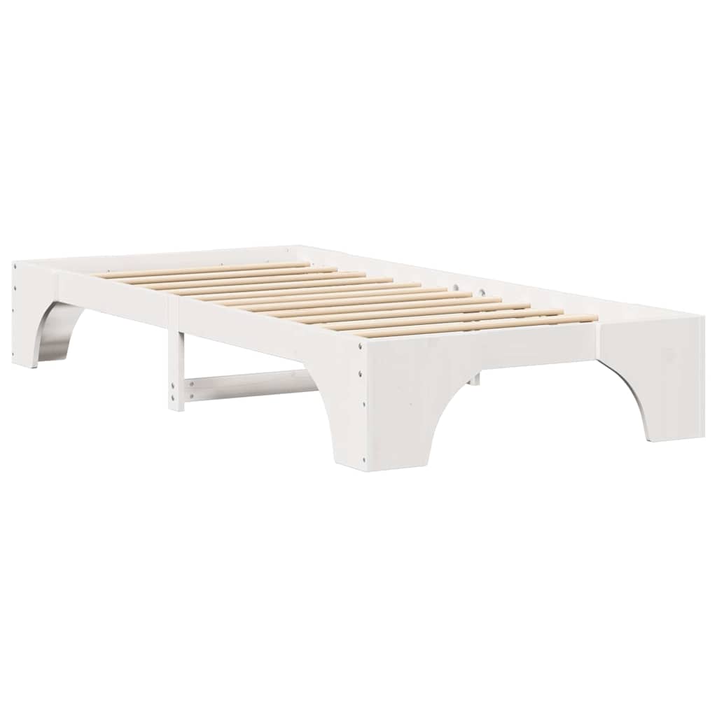 Bed Frame White 100 x 200 cm Solid Pine Wood
