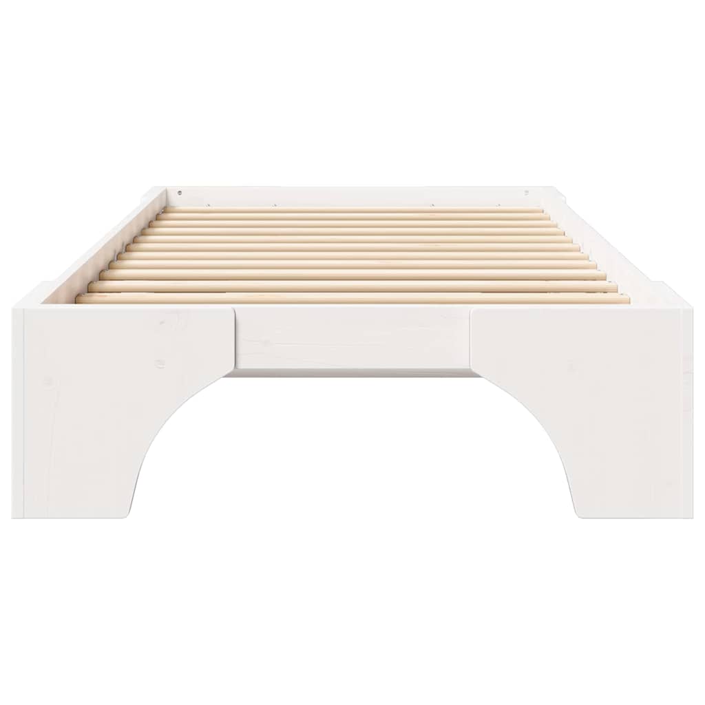 Bed Frame White 100 x 200 cm Solid Pine Wood