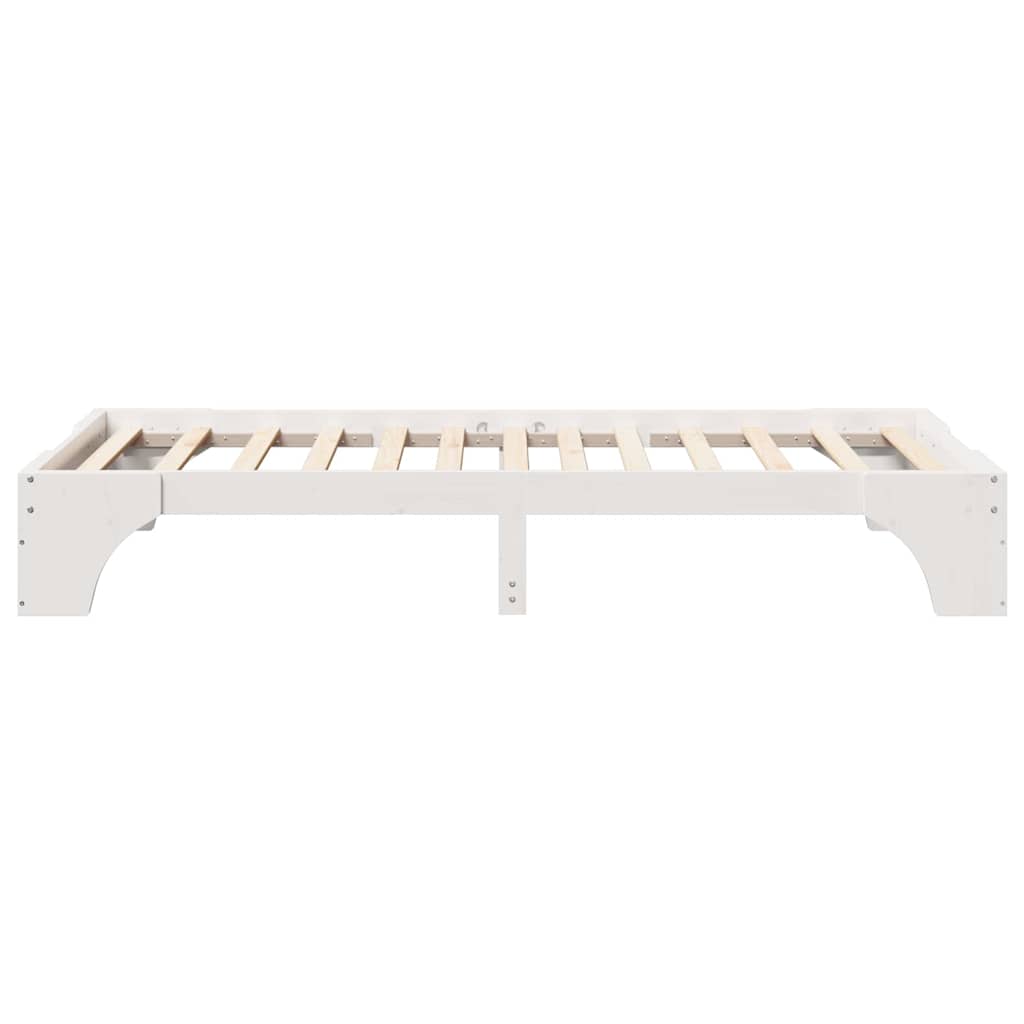 Bed Frame White 100 x 200 cm Solid Pine Wood
