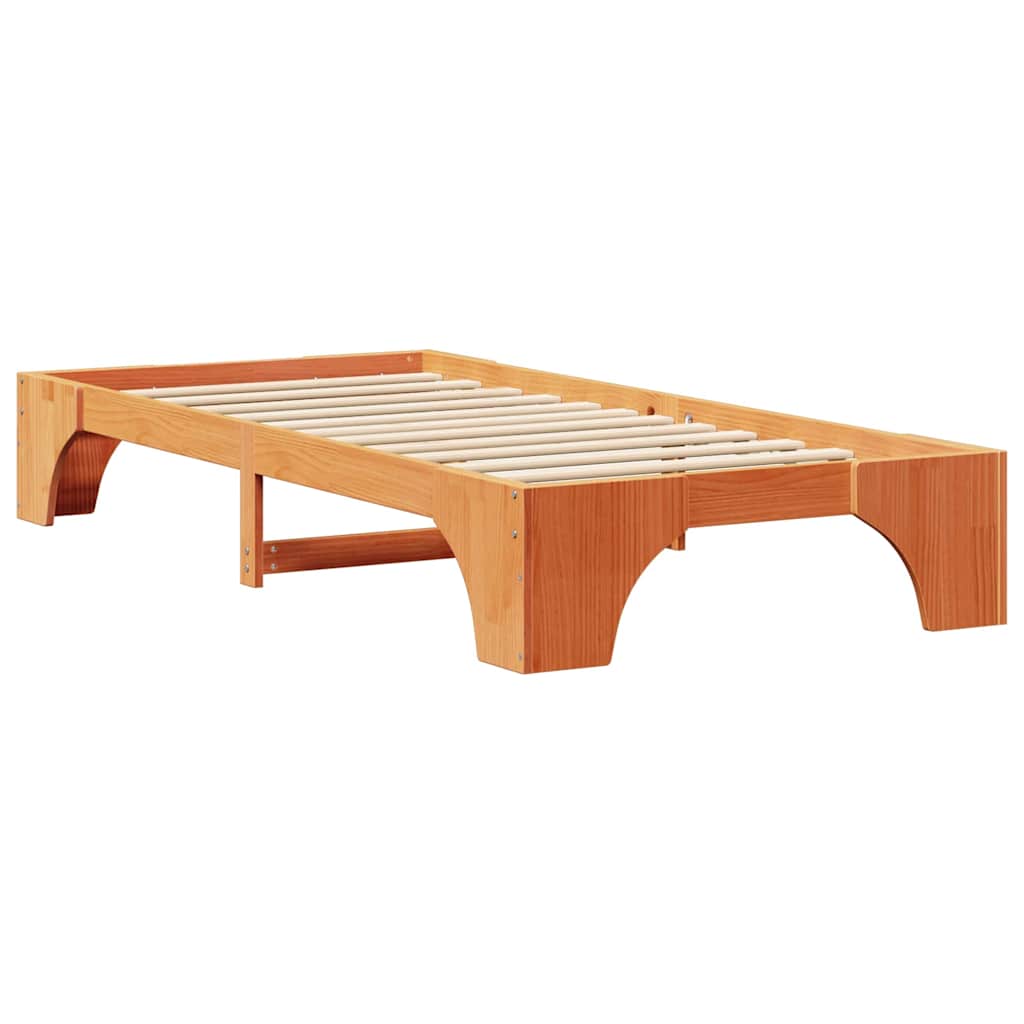 Bed Frame Wax Brown 100 x 200 cm Solid Pine Wood