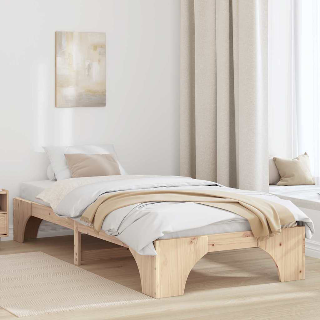 Bed Frame Natural 90 x 190 cm Solid Pine Wood