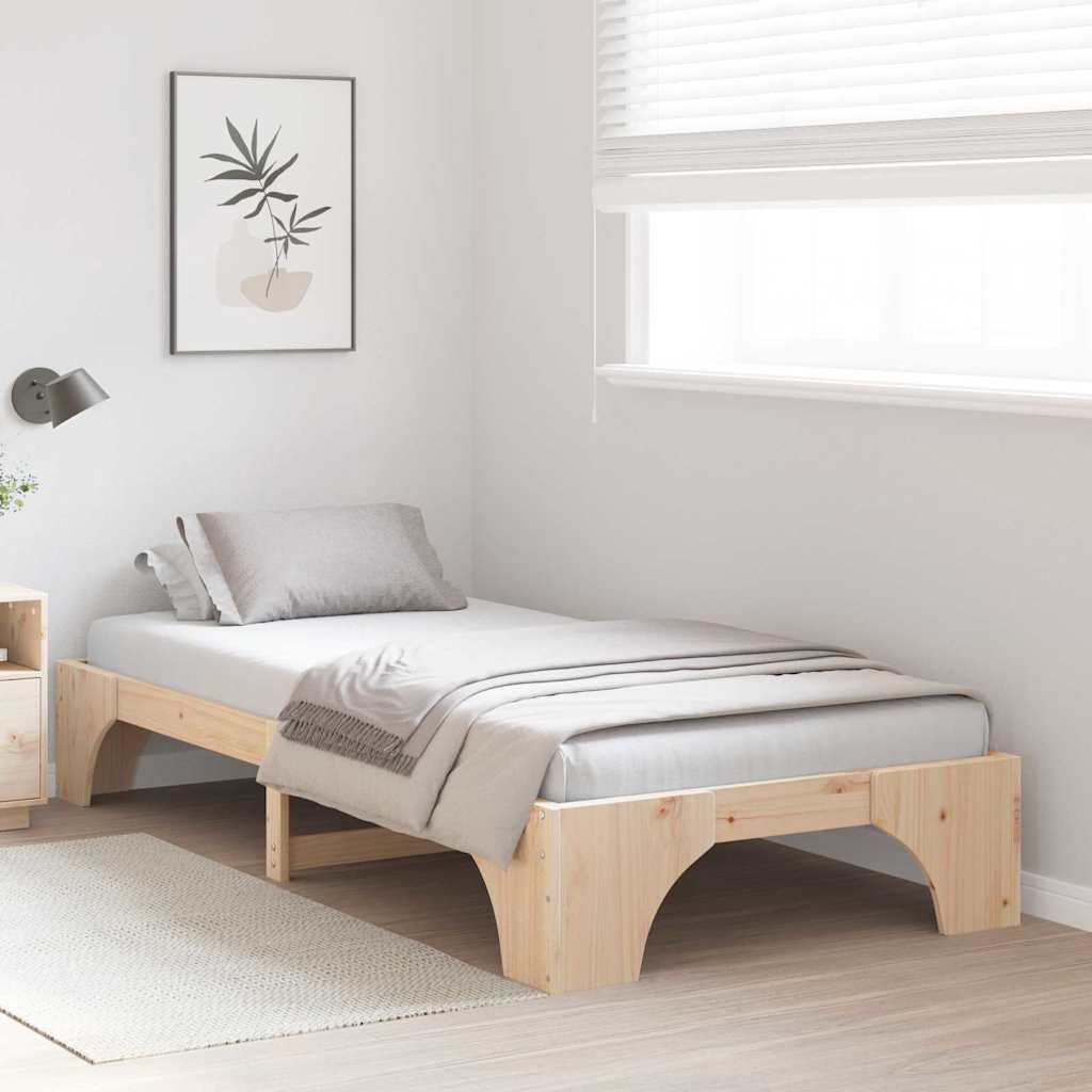 Bed Frame Natural 90 x 190 cm Solid Pine Wood