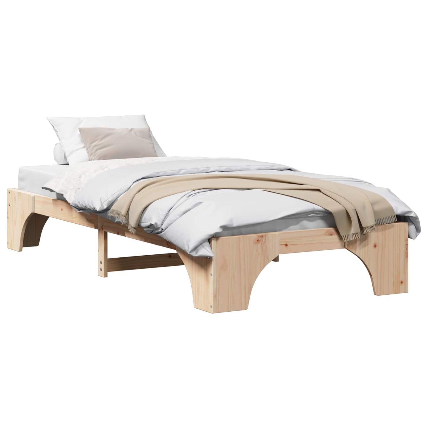 Bed Frame Natural 90 x 190 cm Solid Pine Wood