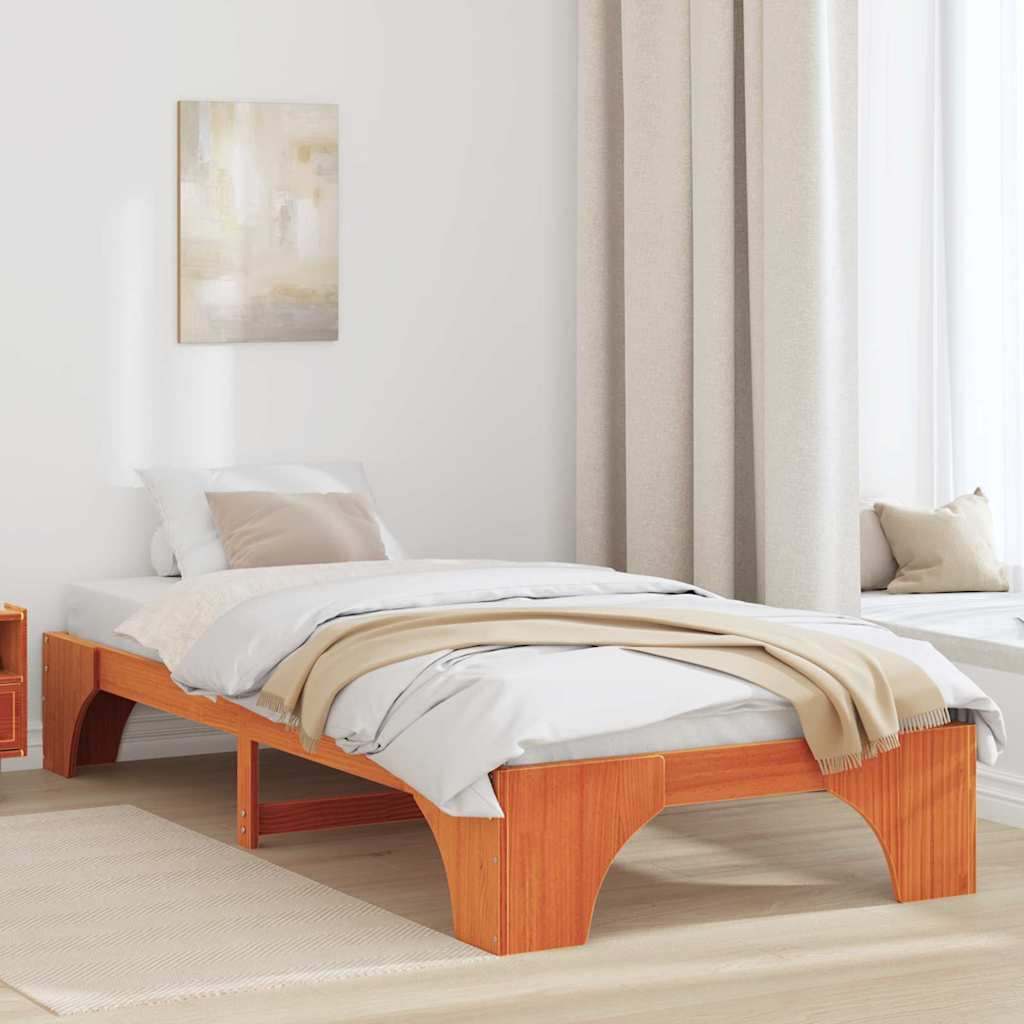 Bed Frame Wax Brown 90 x 190 cm Solid Pine Wood