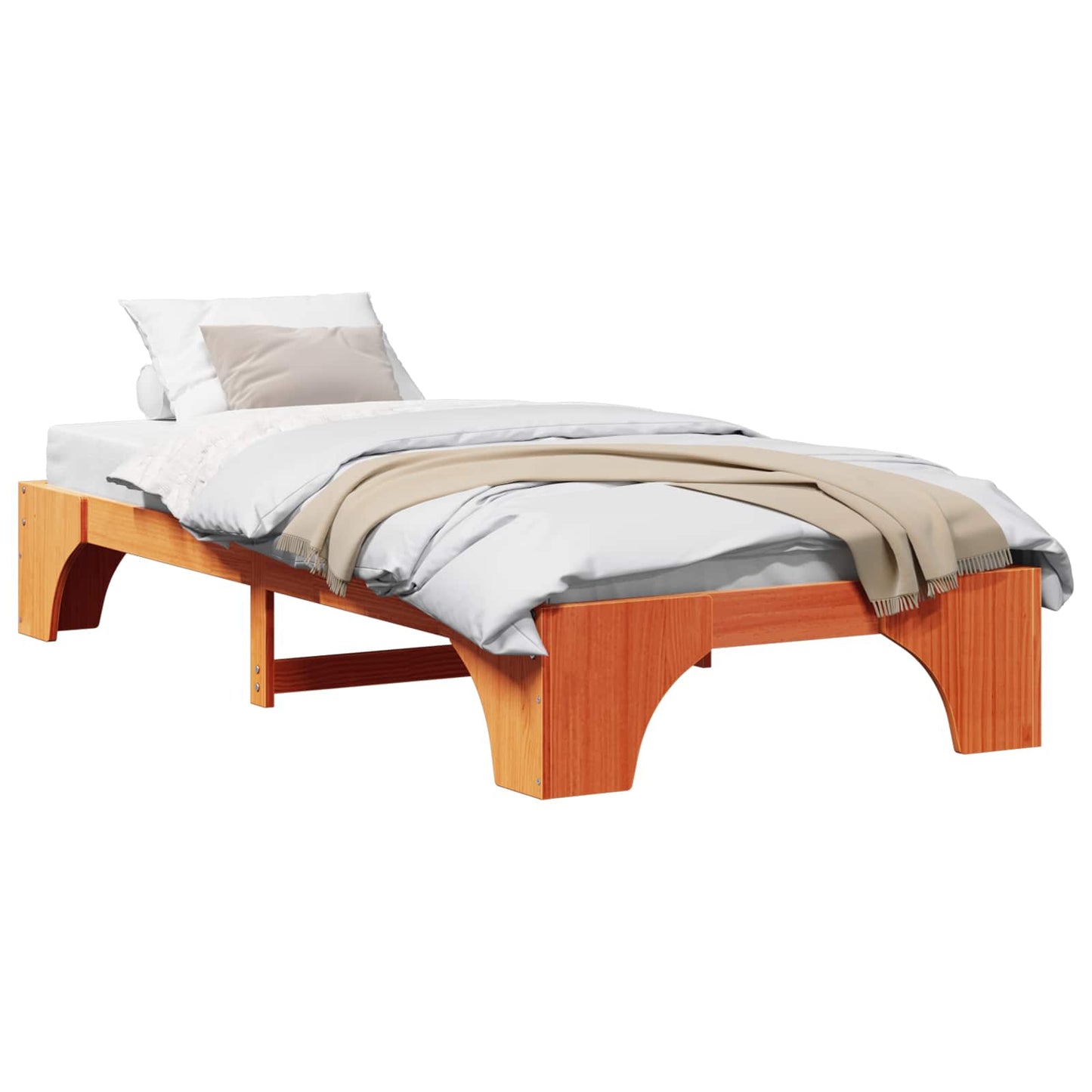 Bed Frame Wax Brown 90 x 190 cm Solid Pine Wood