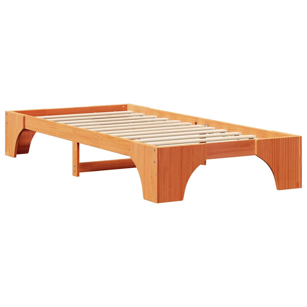 Bed Frame Wax Brown 75 x 190 cm Solid Pine Wood