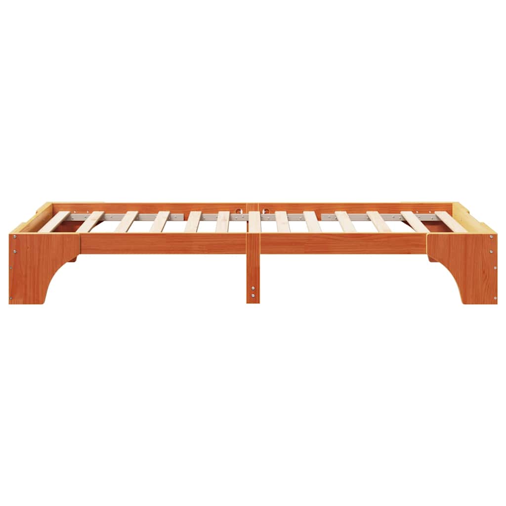 Bed Frame Wax Brown 75 x 190 cm Solid Pine Wood