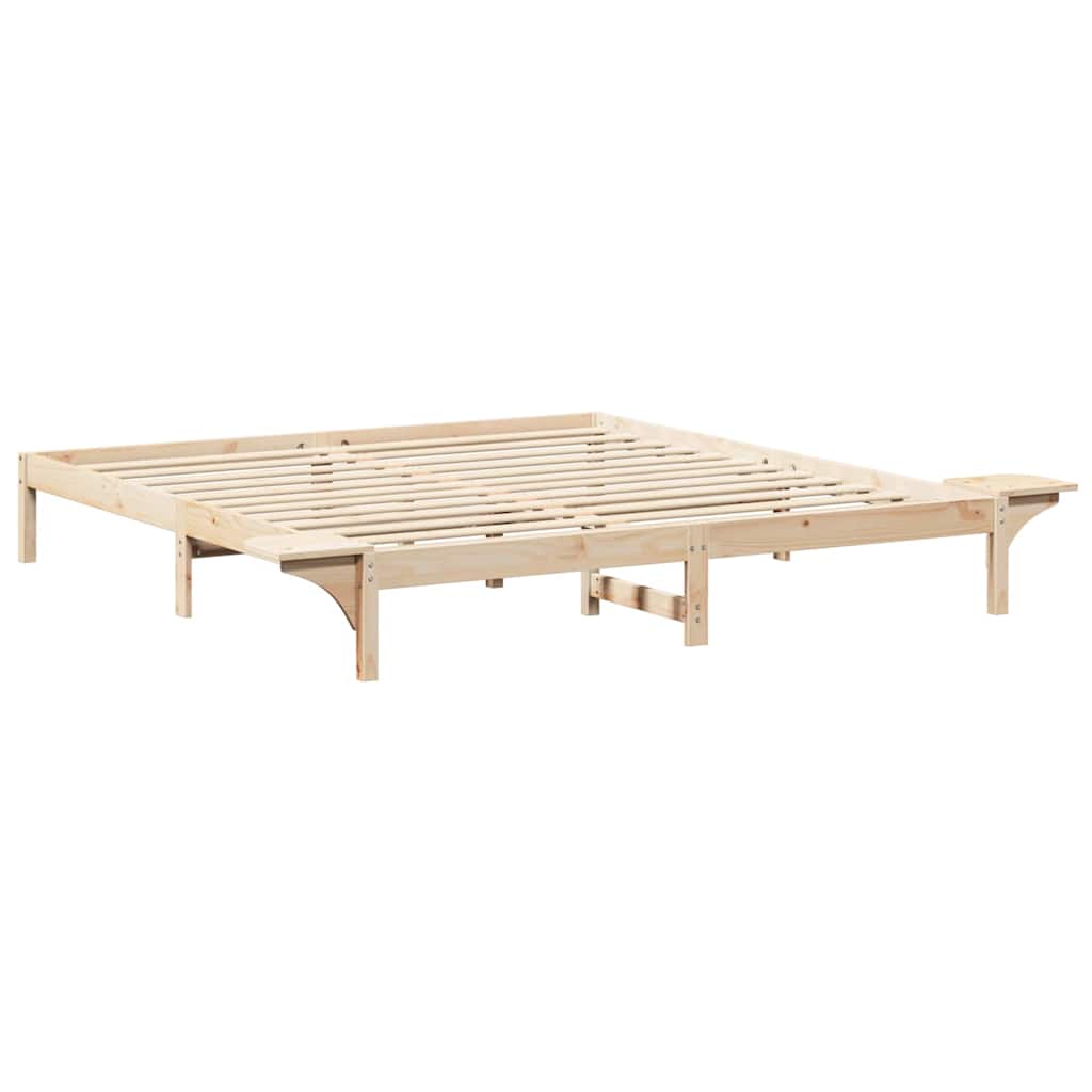 Bed Frame Natural 200 x 200 cm Solid Pine Wood