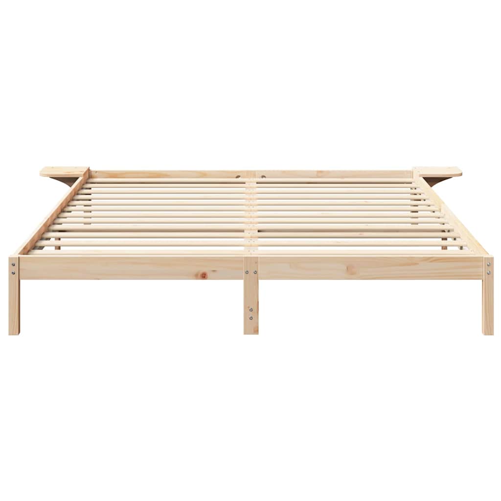 Bed Frame Natural 200 x 200 cm Solid Pine Wood