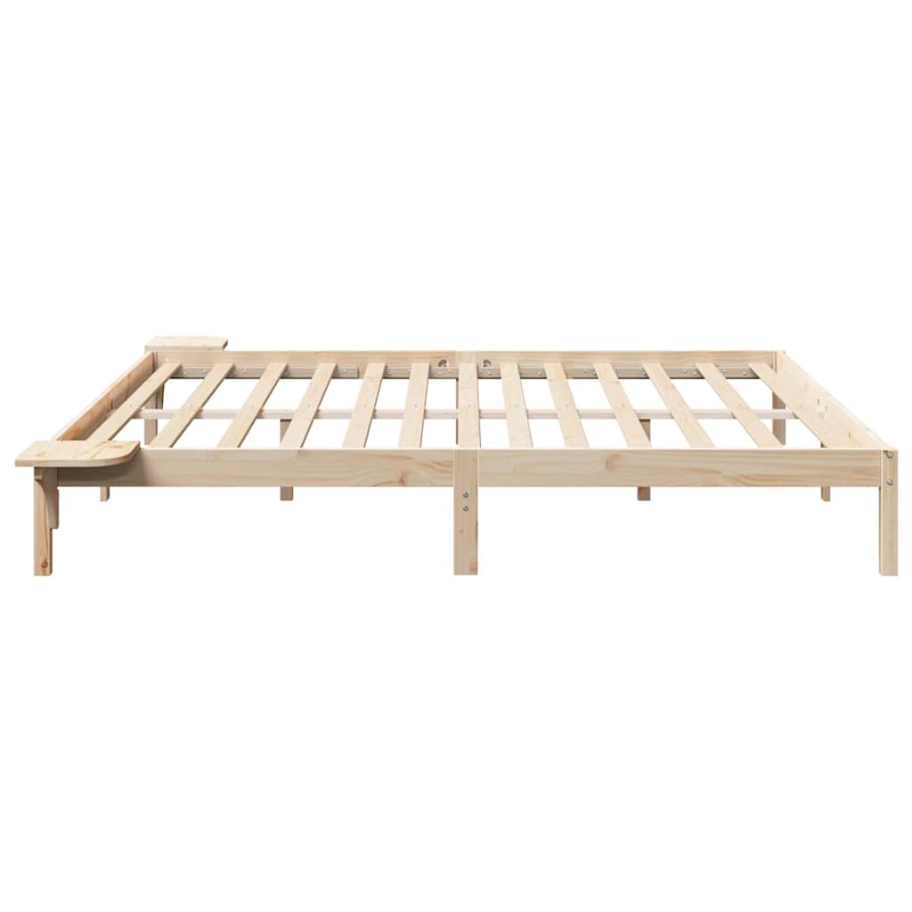 Bed Frame Natural 200 x 200 cm Solid Pine Wood