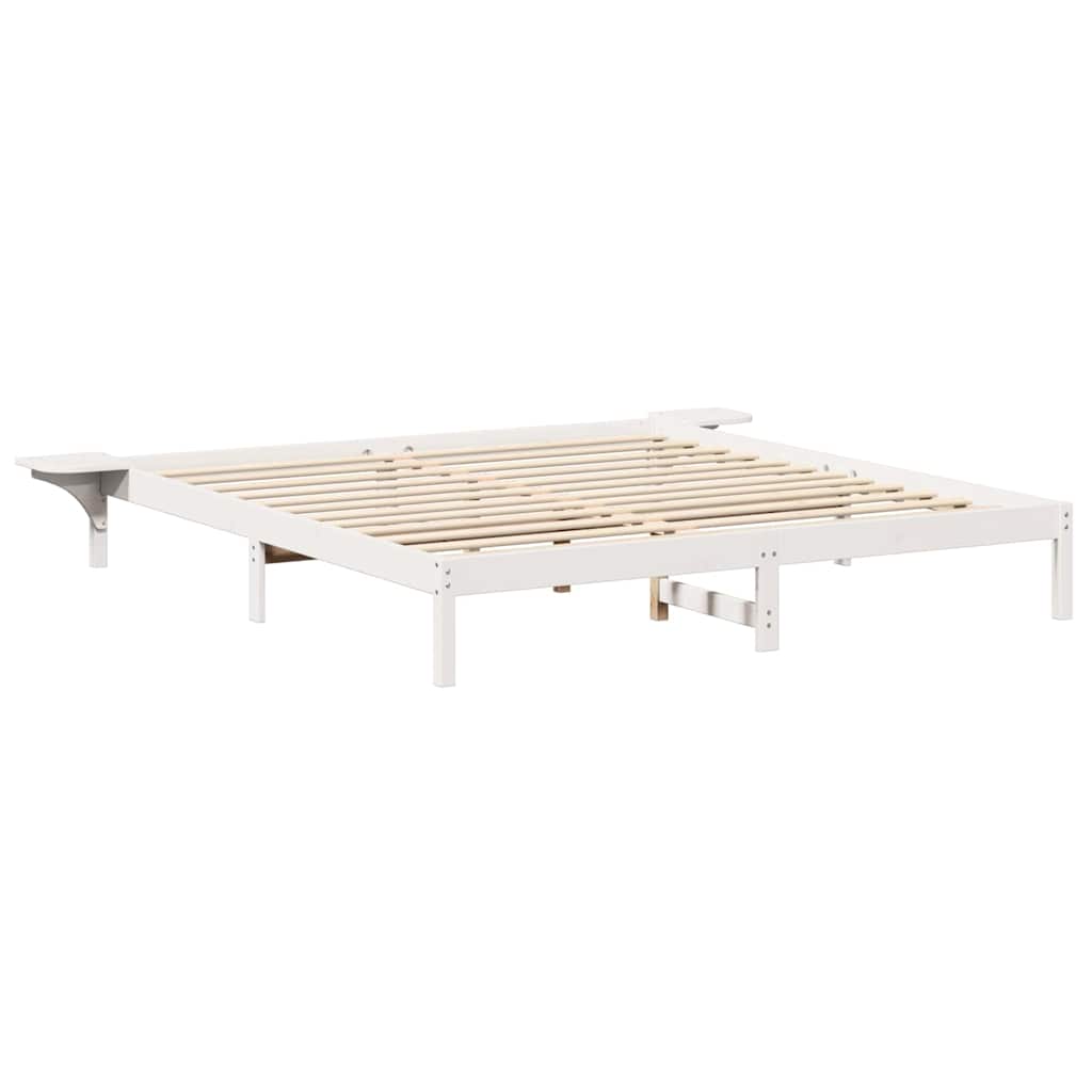 Bed Frame White 200 x 200 cm Solid Pine Wood
