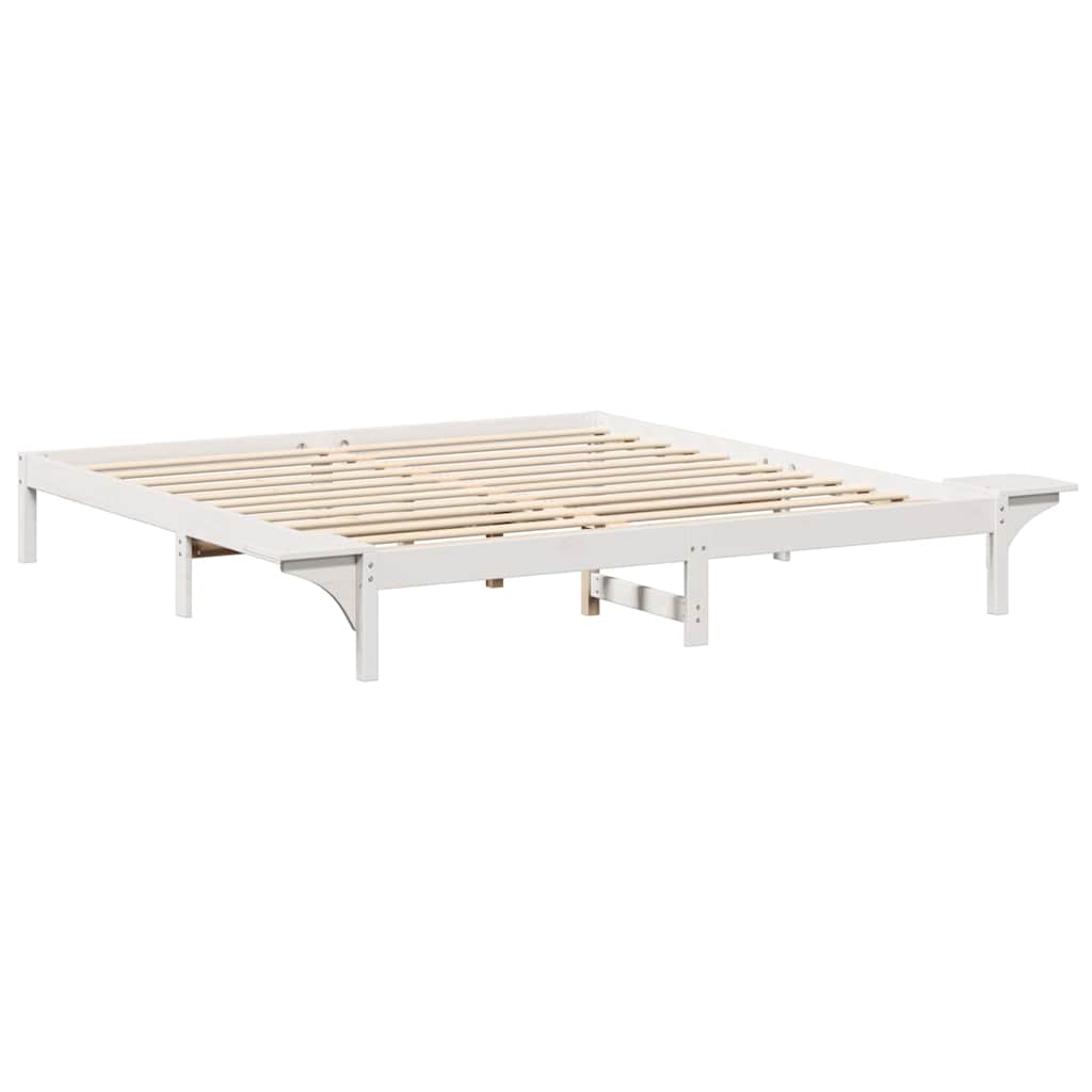 Bed Frame White 200 x 200 cm Solid Pine Wood