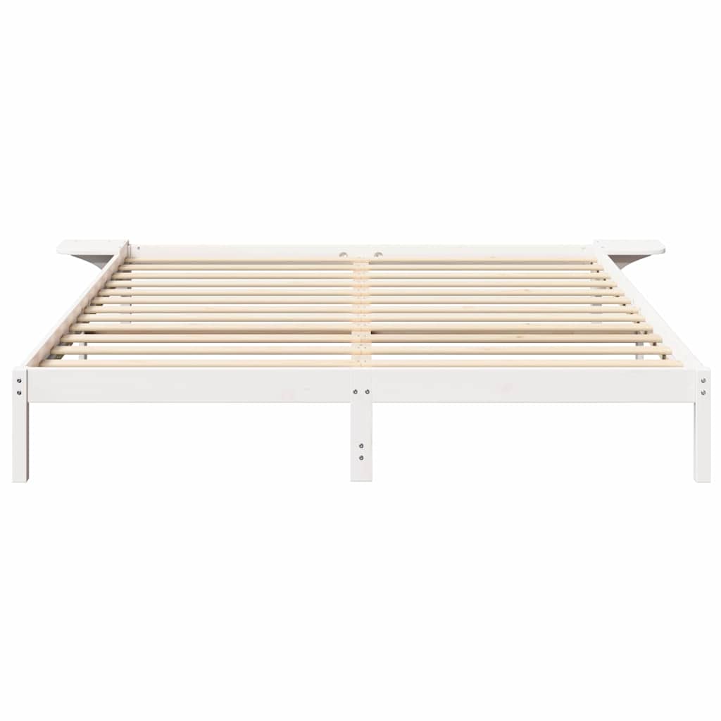 Bed Frame White 200 x 200 cm Solid Pine Wood