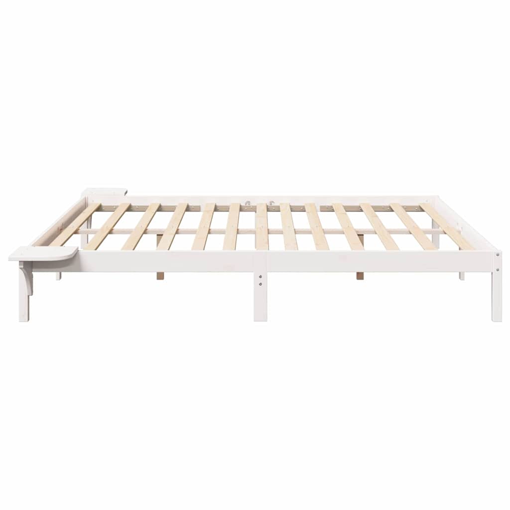 Bed Frame White 200 x 200 cm Solid Pine Wood