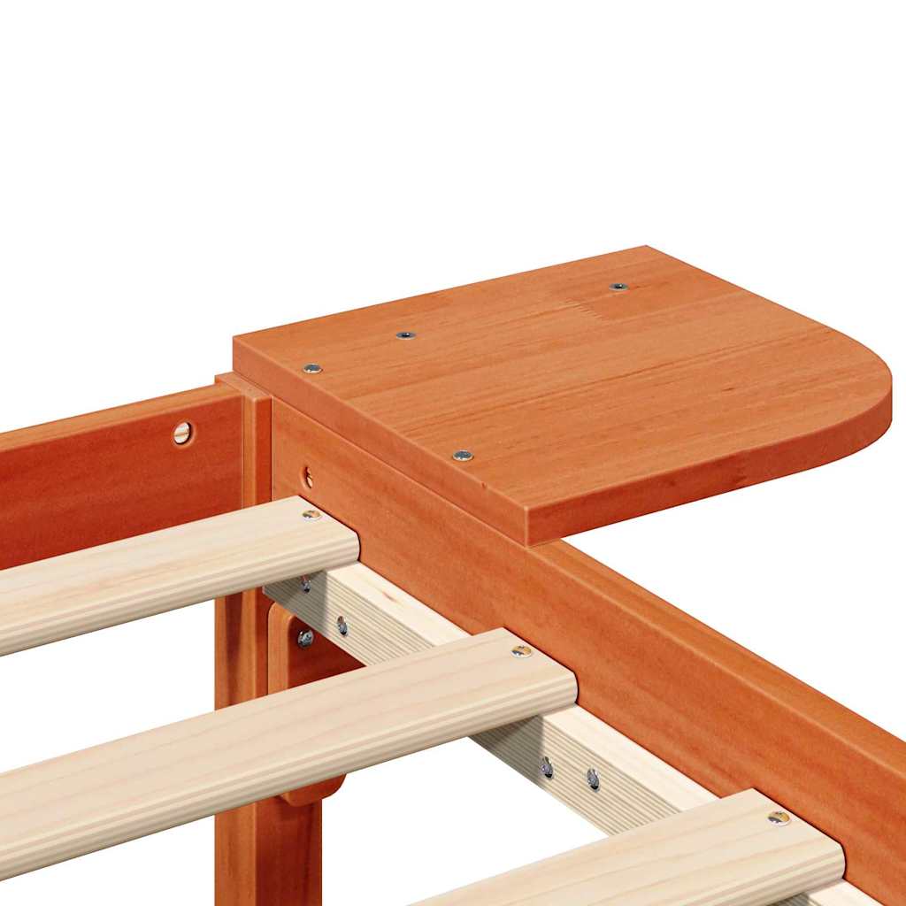 Bed Frame Wax Brown 200 x 200 cm Solid Pine Wood