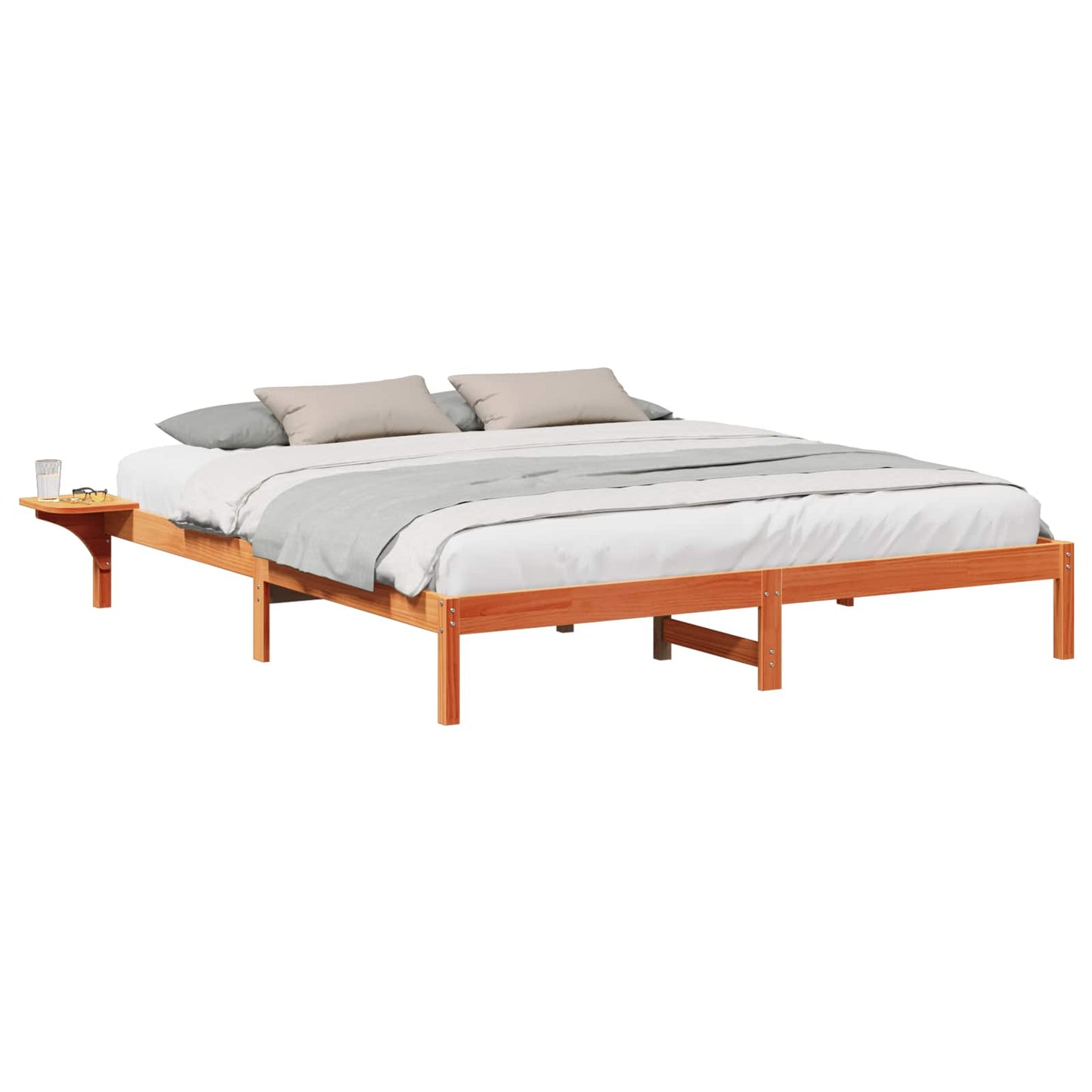 Bed Frame Wax Brown 200 x 200 cm Solid Pine Wood