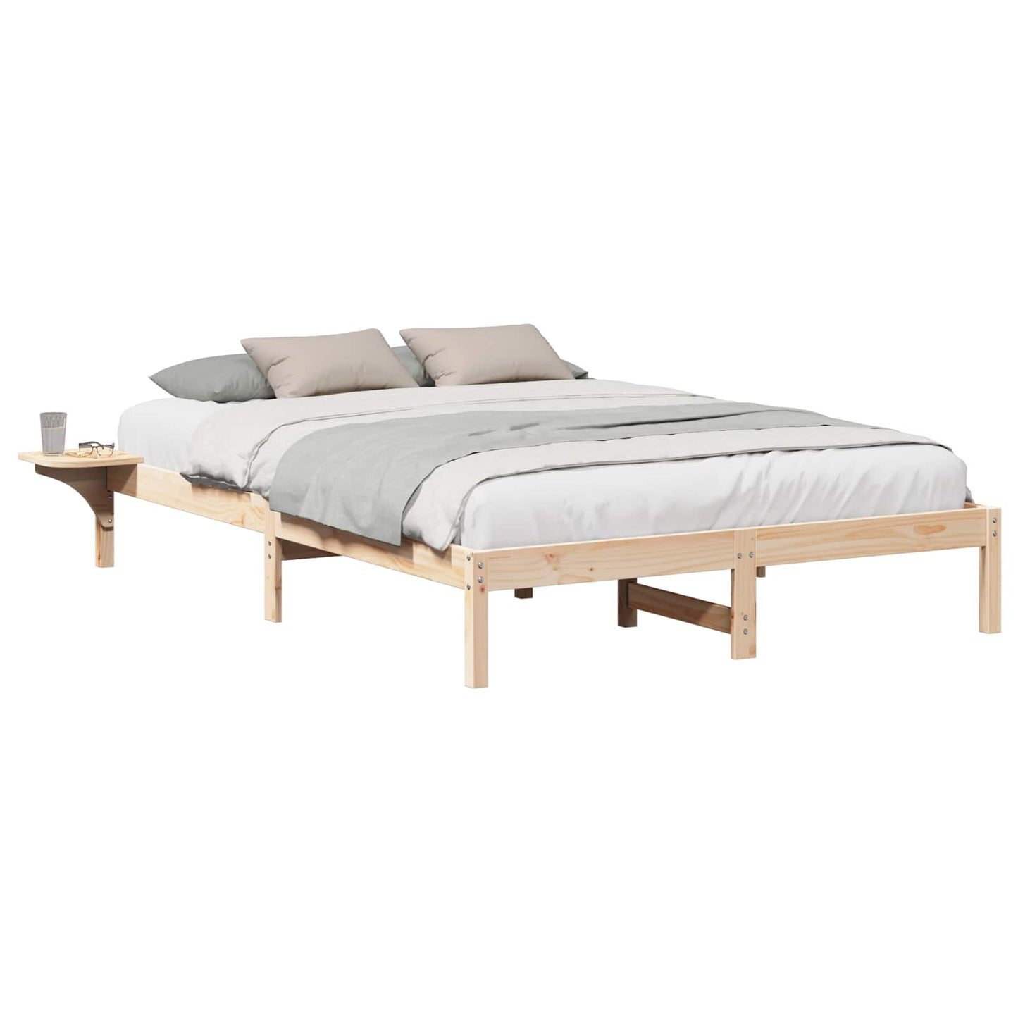 Bed Frame Natural 150 x 200 cm Solid Pine Wood