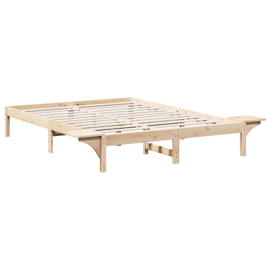 Bed Frame Natural 150 x 200 cm Solid Pine Wood