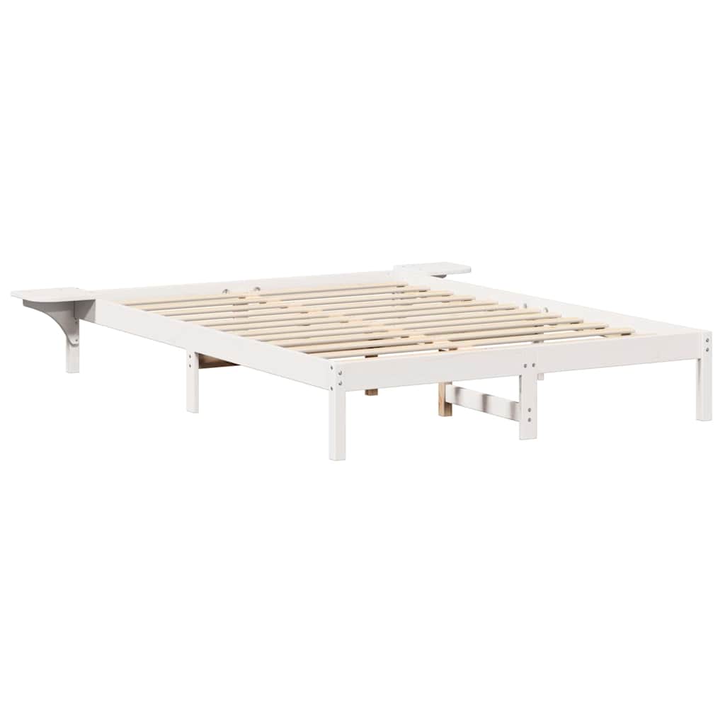 Bed Frame White 150 x 200 cm Solid Pine Wood