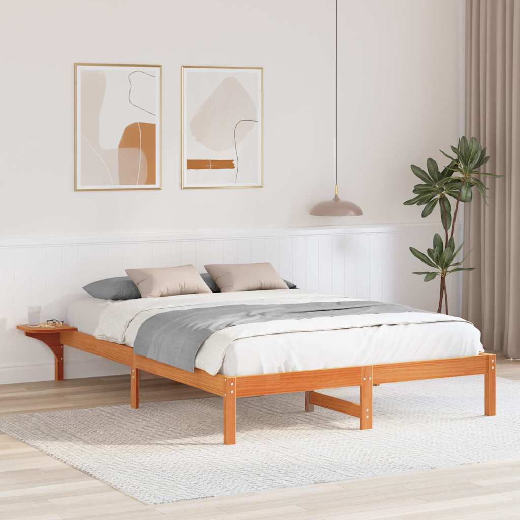 Bed Frame Wax Brown 150 x 200 cm Solid Pine Wood