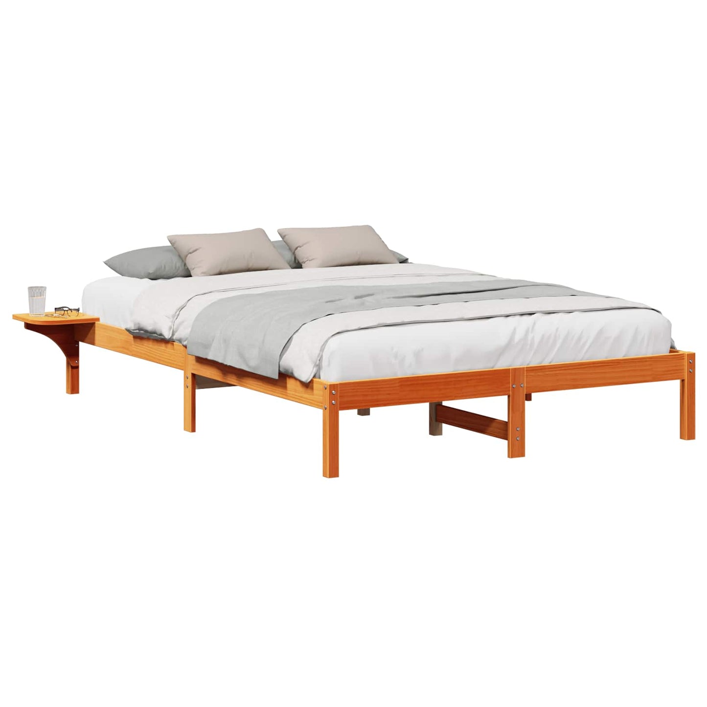 Bed Frame Wax Brown 150 x 200 cm Solid Pine Wood