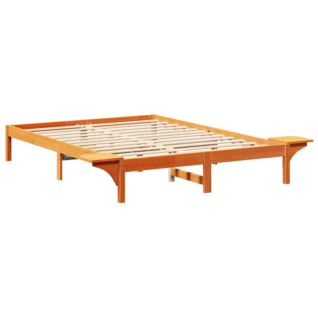 Bed Frame Wax Brown 150 x 200 cm Solid Pine Wood